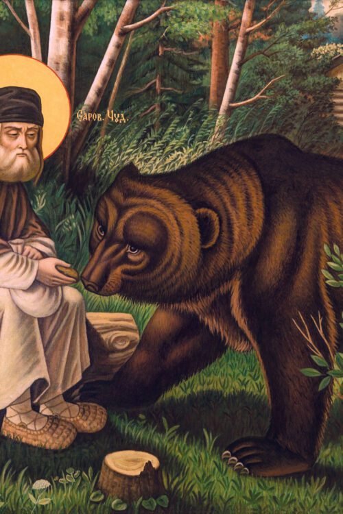 Saint Seraphim with bear
